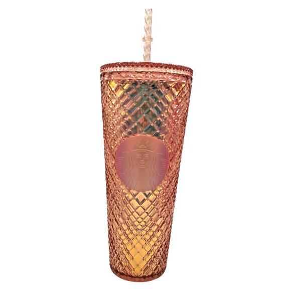 Starbucks Reusable Tumblers Cold Cups Lot Of 4 With Straws Iridescent Textures 2 - Picture 2 of 9